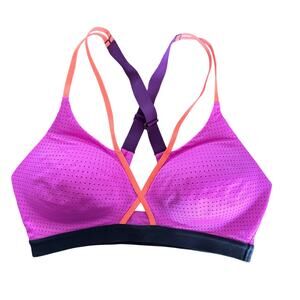 Victoria's Secret VSX Sport Sports Bra 34C Purple Pink Mesh Racerback
